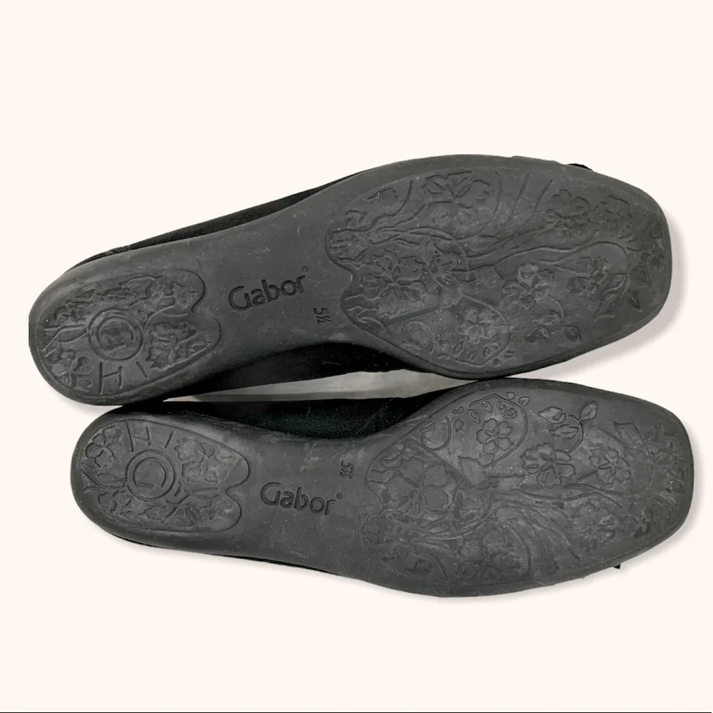 GABOR Flats Comfort Suede Easy Walking Square Toe Ruffle 7.5